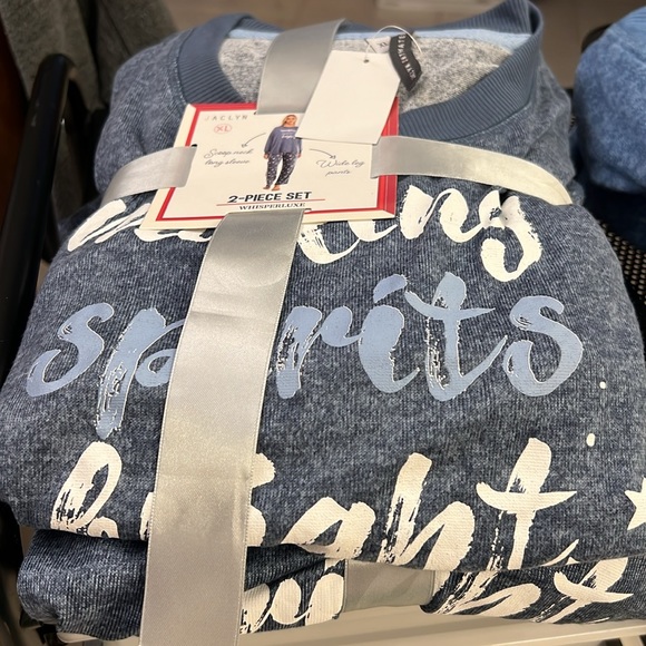 MAKING SPIRITS BRIGHT 2pc Pajama Set * size XL * Blue White Red * DRINKS * Soft! - Picture 2 of 10